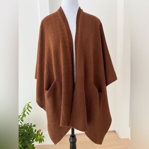 ECHO Open Front Knit Poncho Wrap Autumn Sweater Weather Commute Travel Cozy